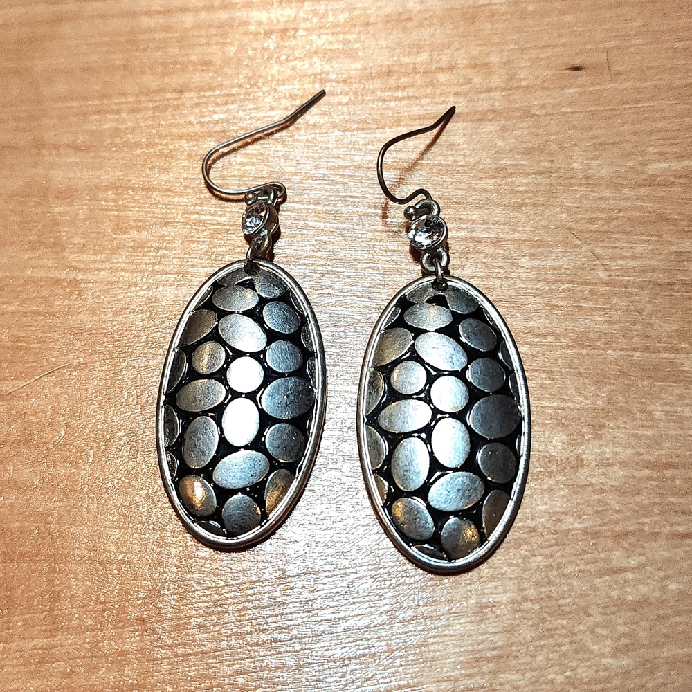 Vintage Silver & Black Textured Earrings